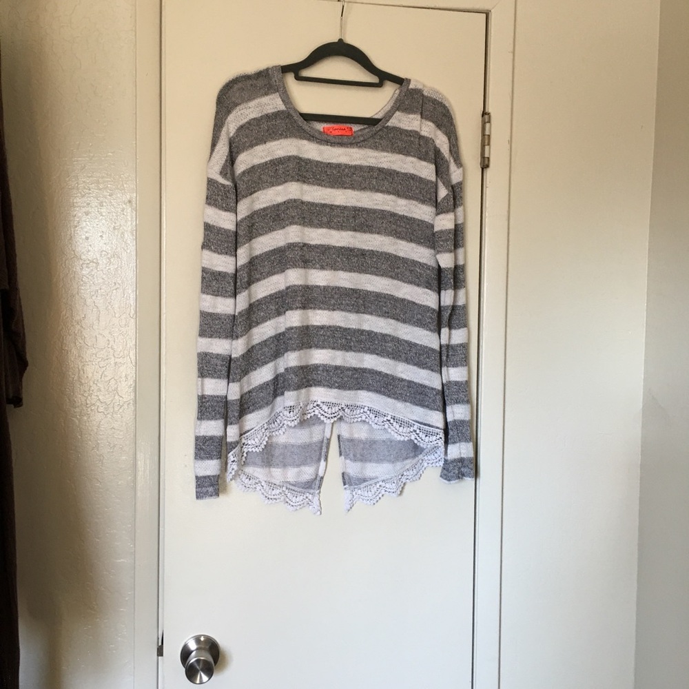 Live To Be Spoiled Knit Top With Lace